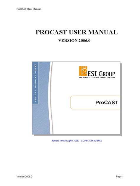 Read Online Procast Esi User Manual 