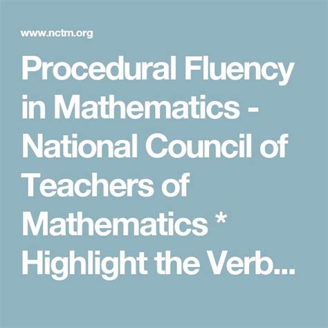 Procedural Fluency In Mathematics National Council Of Teachers Fluency In Math - Fluency In Math