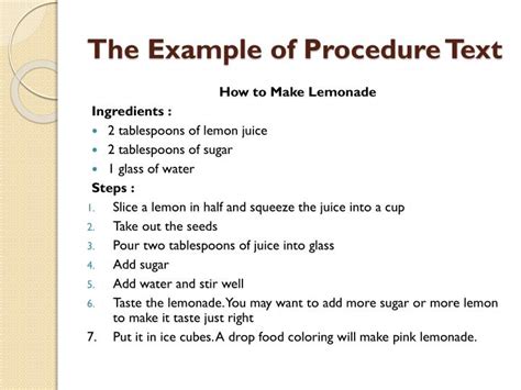 Procedure Text Powerpoint Presentation
