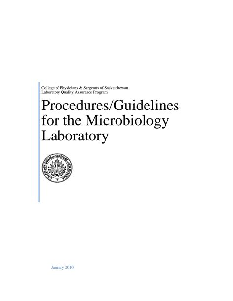 Procedures Guidelines For The Microbiology Laboratory