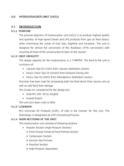 process operator hydrocracker unit manual