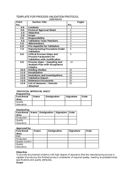 Process Validation Protocol Template Sample Gmpsop