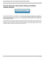 Full Download Process Dynamics And Control Seborg 3Rd Edition Solution Manual 