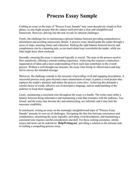 Read Online Process Essay Sample Paper 