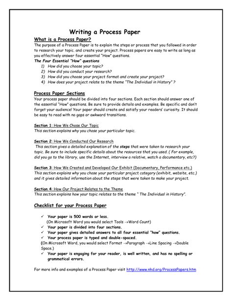 Full Download Process Paper Examples 