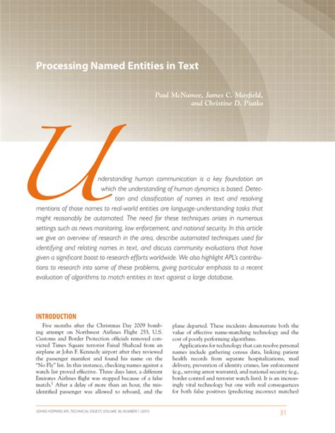 Read Processing Named Entities In Text The Johns Hopkins 