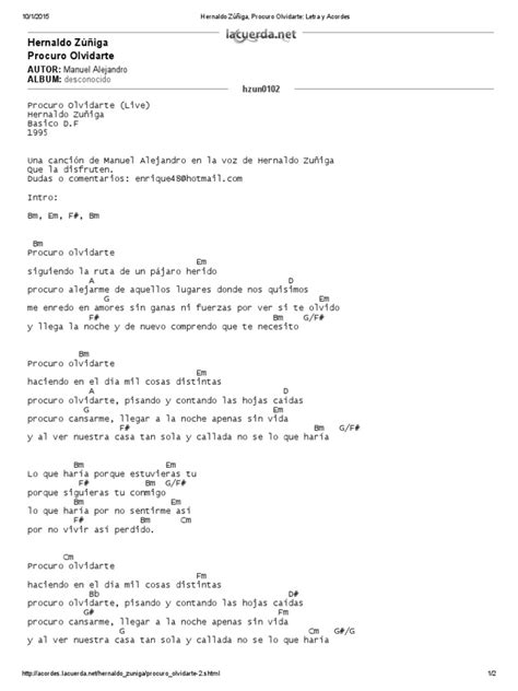 Procuro Olvidarte Letra