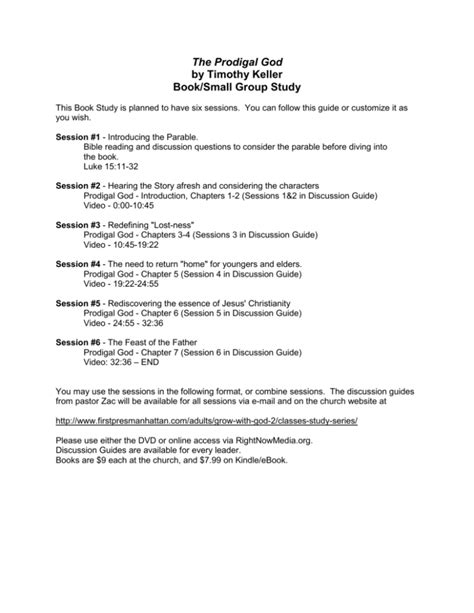Prodigal God Study Guide