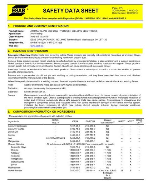 Product Data Sheet Esab