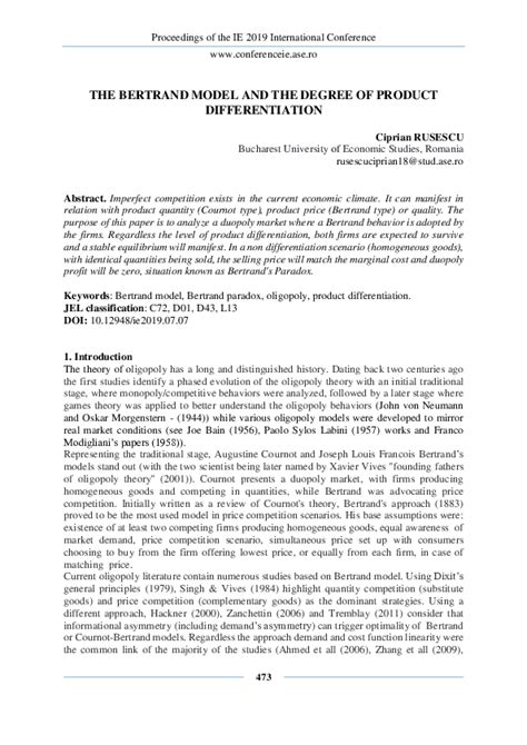 Product Differentiation Largely Quality Bertrand Model