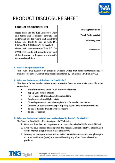 Product Disclosure Sheet