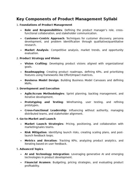 Product Management Syllabus