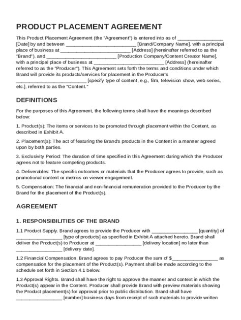 Product Placement Contract