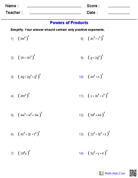 Product Rule Of Exponents Worksheets Online Math Help Quotient Rule For Exponents Worksheet - Quotient Rule For Exponents Worksheet