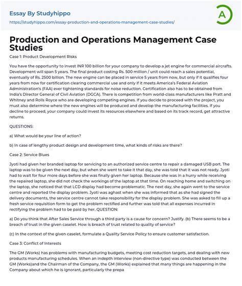 production and operations management case studies