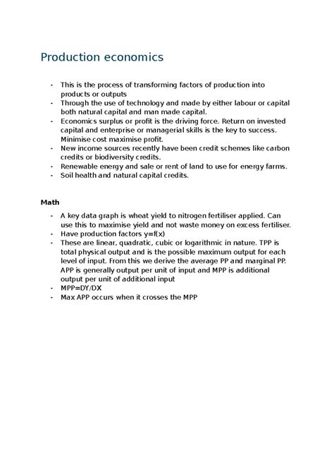 production economics notes