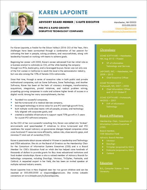 professional biographies examples