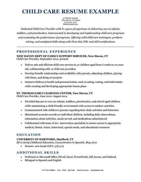 Professional Child Care Assistant Resume Examples Livecareer Child Care Assistant Resume - Child Care Assistant Resume