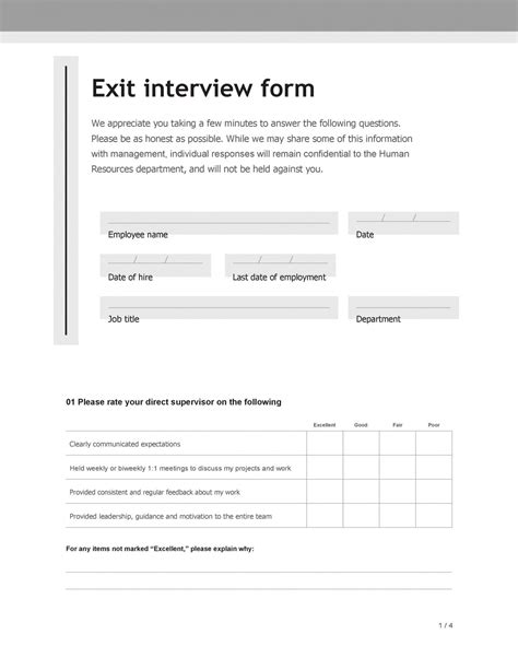 professional employee exit form template excel Templates