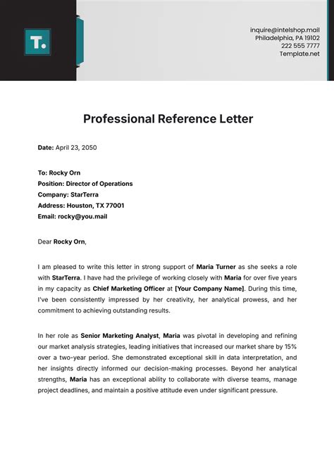 Professional Reference Letter Sample For Nurses