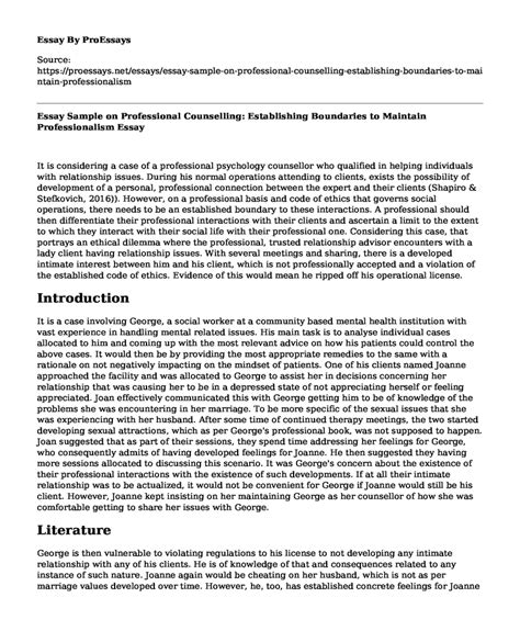 Read Online Professionalism Paper Sample 