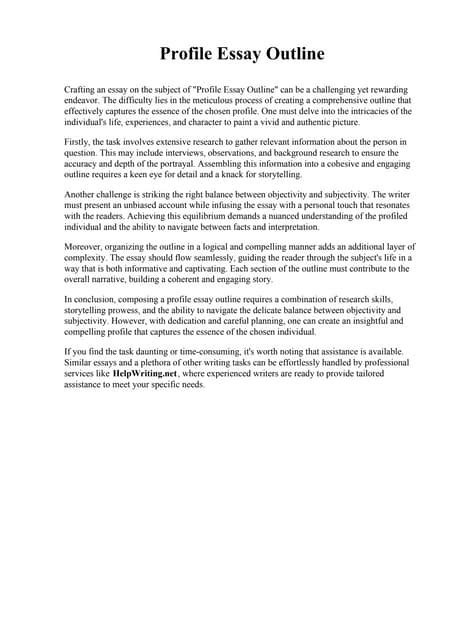 Read Profile Paper Outline 