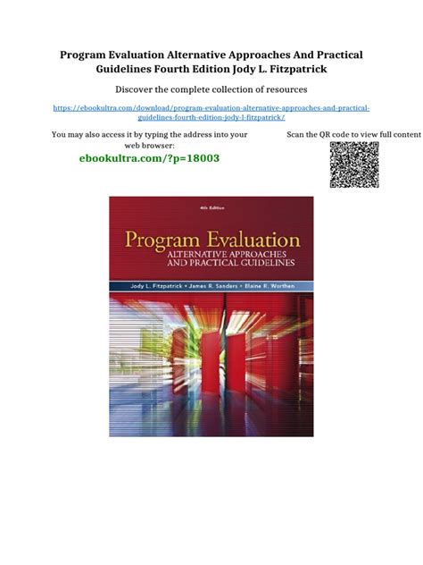 Program Evaluation Alternative Approaches And Practical Guidelines By Fitzpatrick Sanders Worthen 3rd Third Edition