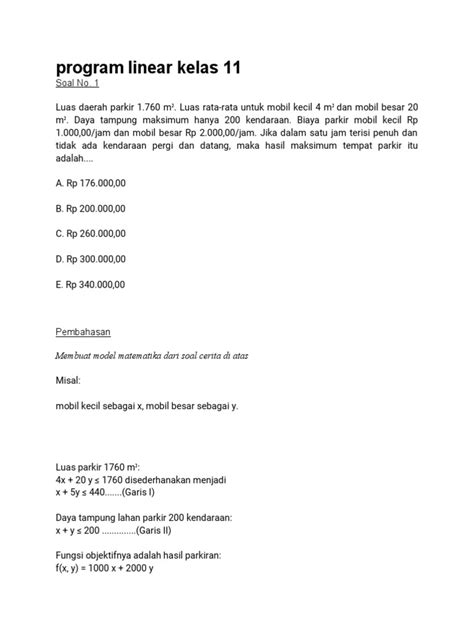 Program Linear Kelas 11