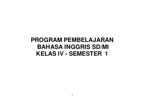 Program Pembelajaran Kelas Iv Semester 1
