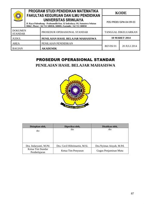 Program Studi Pendidikan Matematika Kode Mata Kuliah