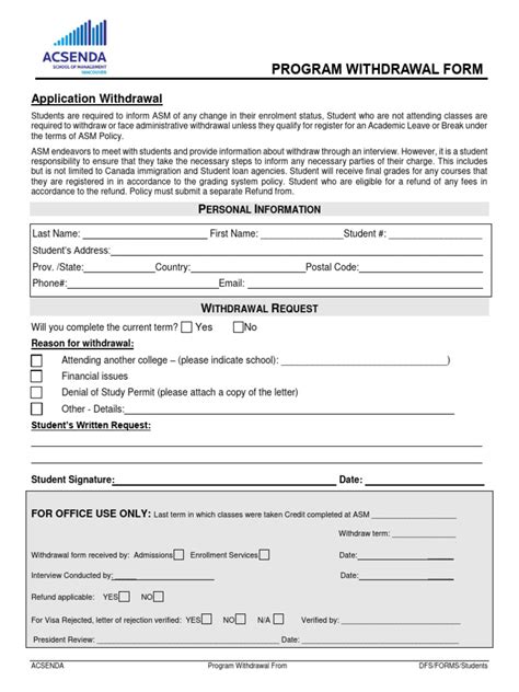 Program Withdrawal Snhu