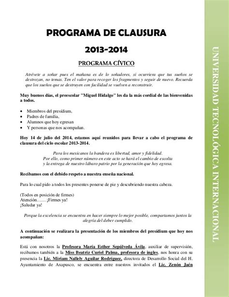 Programa De Clausura De Preescolar