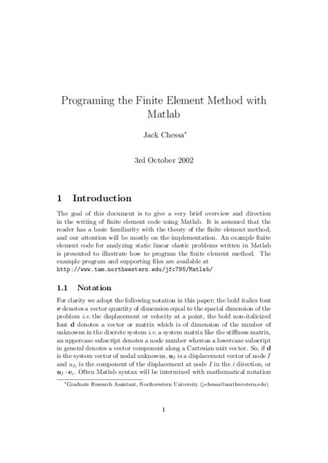 Programing The Finite Element Method With Matlab
