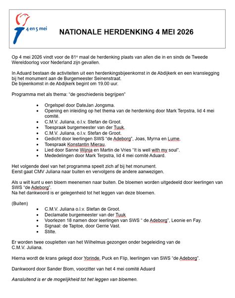 programma 4 mei