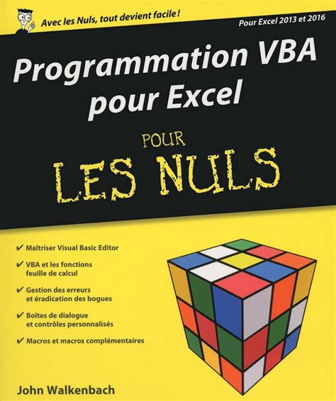 programmation vba pour excel 2013 et 2016 pour le