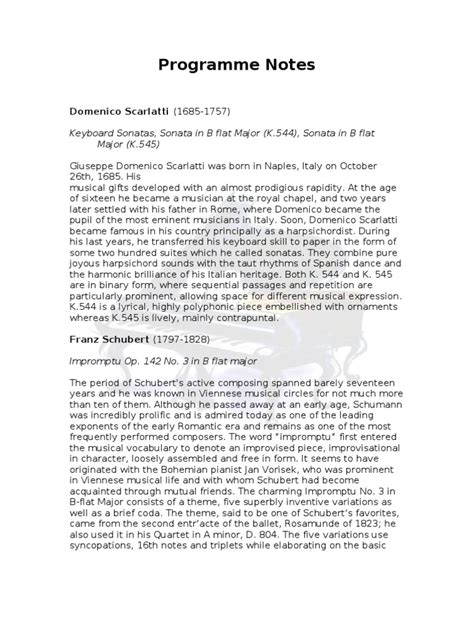 programme notes biography