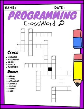 programming crossword puzzle: programming terms