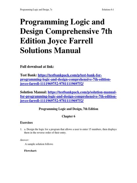 Programming Logic And Design 7th 9781111969752