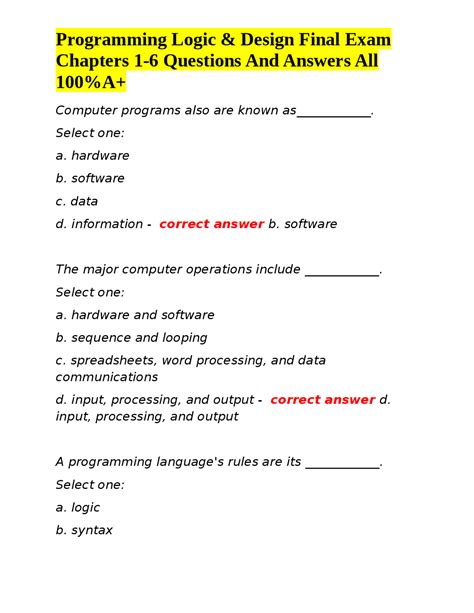 Read Online Programming Logic Design Exercise Answers 