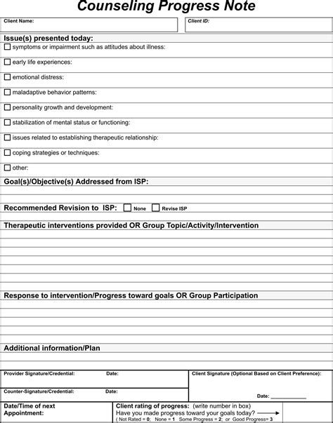 Download Progress Notes Template Counseling 