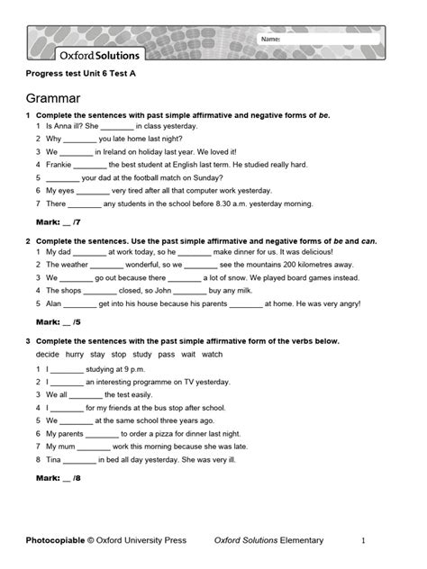 Read Online Progress Test Solutions Elementary 