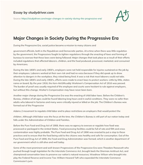 Progressive Society Essay