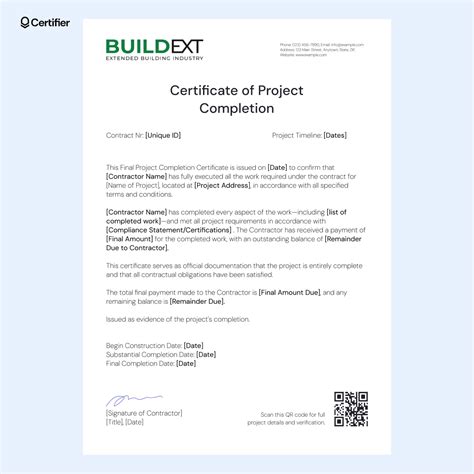 Project Completion Certificate