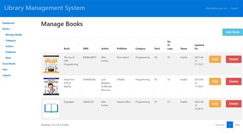 project library management system php