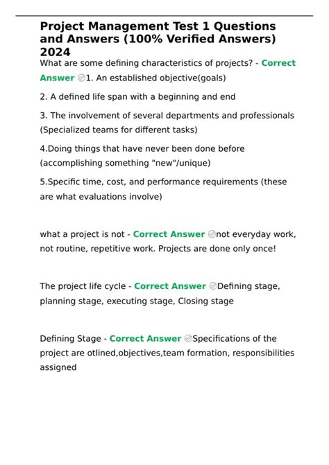project management test answers