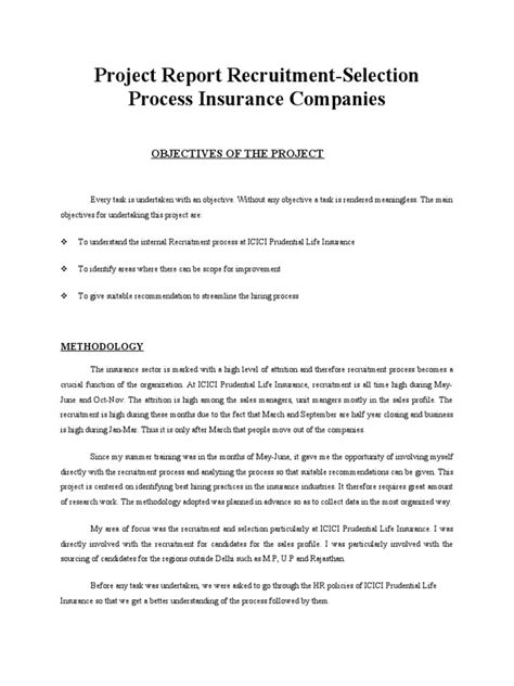 project report on recruitment and selection process
