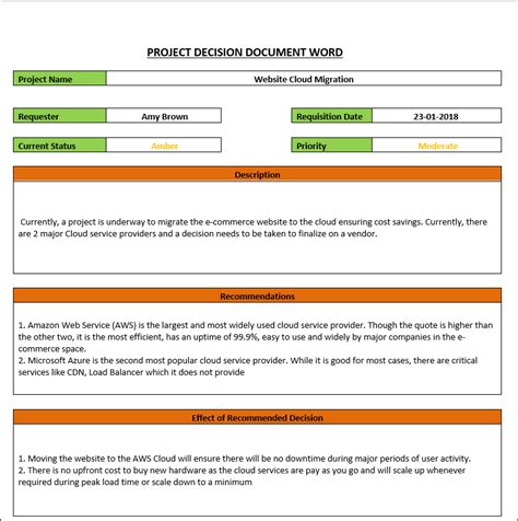 Full Download Project Decision Document Template 