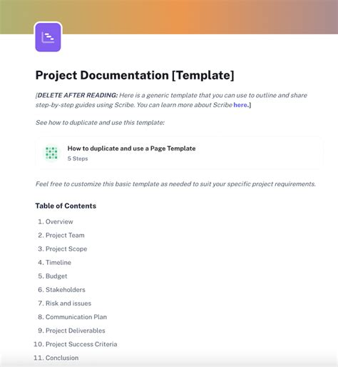 Read Project Documentation Template 