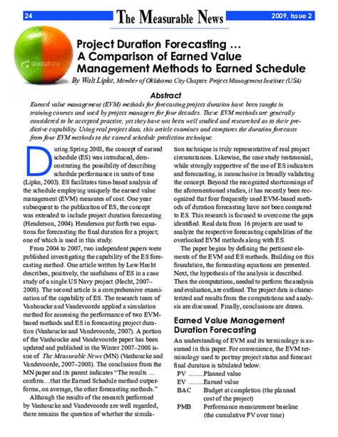 Read Online Project Duration Forecasting Comparing Earned Value 