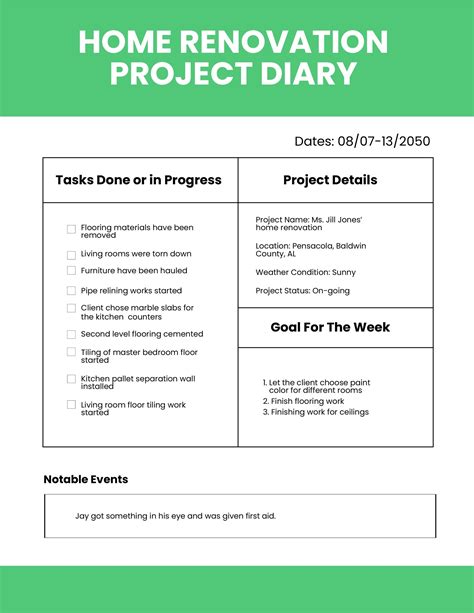 Full Download Project Log Journal Template 